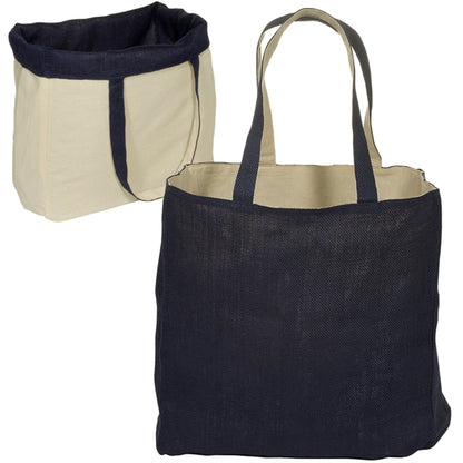 Reversible Jute Bag 14.5" X 14.75" X 5" Cotton Interior