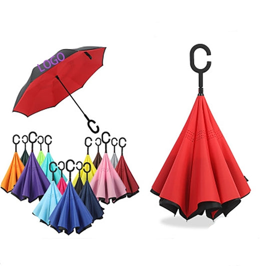 Double Layer Car Reverse Umbrella With C-Shaped Handle