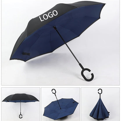 Double Layer Car Reverse Umbrella With C-Shaped Handle