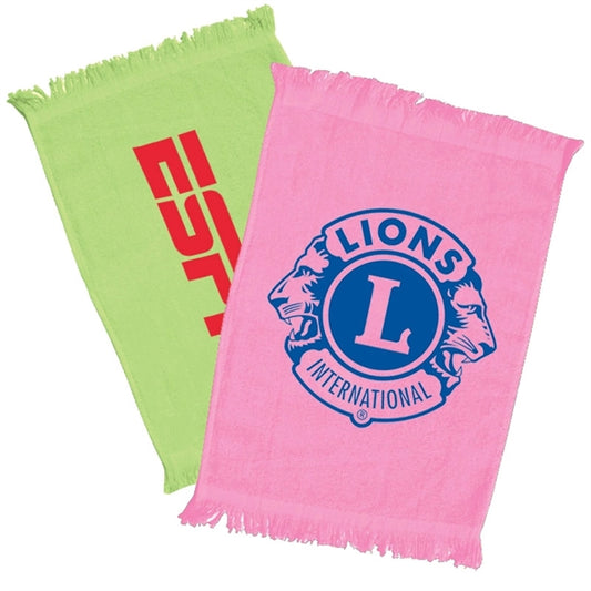 Velour Towel w/ Custom Logo & Fringed Ends 11" X 18"