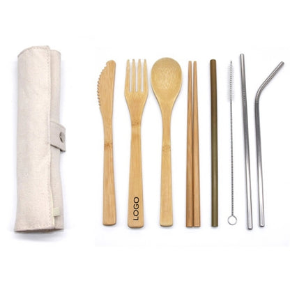 8pcs Bamboo Tableware Set
