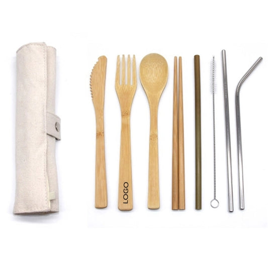 8pcs Bamboo Tableware Set