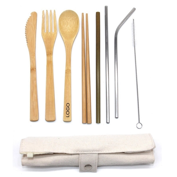 8pcs Bamboo Tableware Set