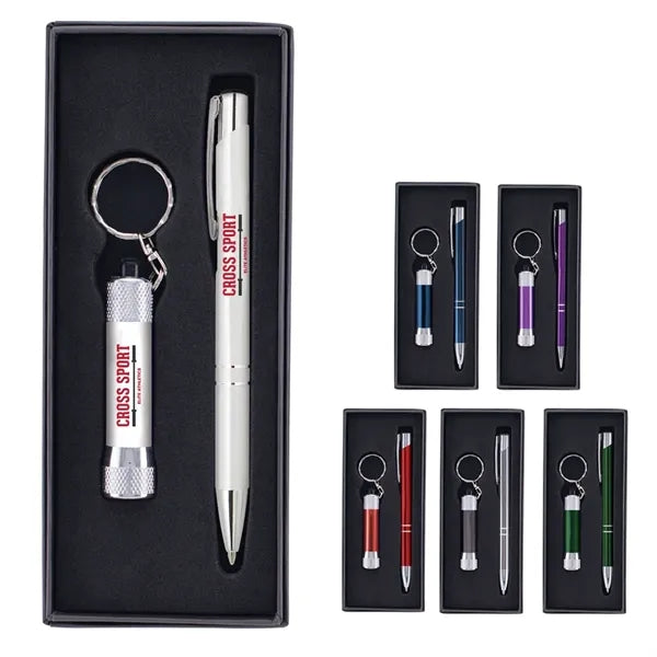 Custom Tres Chic Pen with Chroma LED Flashlight w/ Keyring