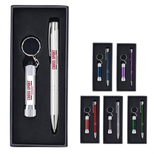Custom Tres Chic Pen with Chroma LED Flashlight w/ Keyring