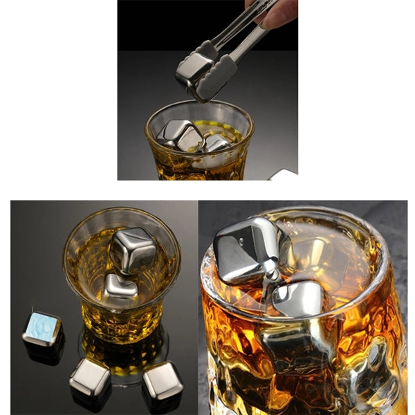 4pcs Stainless Steel Ice Cubes with Clip