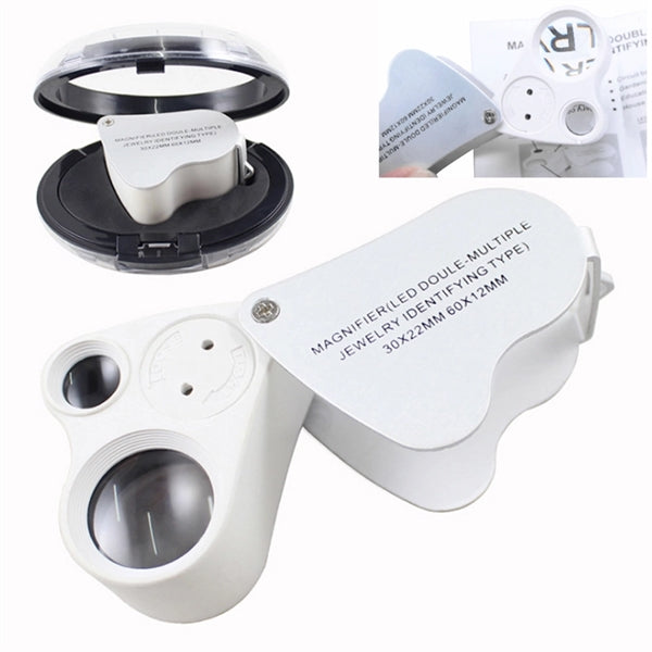 30X&60X Illuminated Jewelers Loupe Foldable