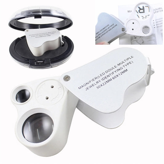 30X&60X Illuminated Jewelers Loupe Foldable