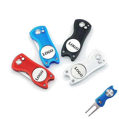 Foldable Golf Divot Tool with Pop-up Button