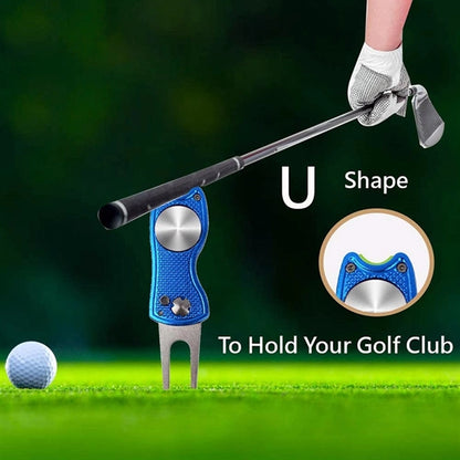 Foldable Golf Divot Tool with Pop-up Button