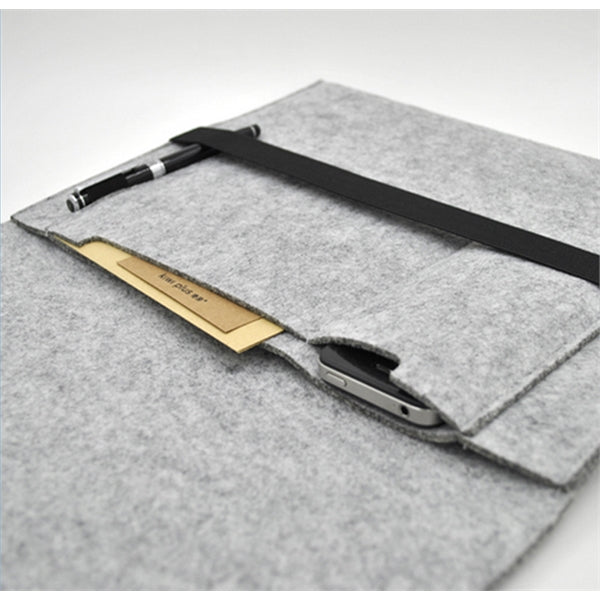 Felt Laptop Sleeve w/ Flip Closure & Three Compartments
