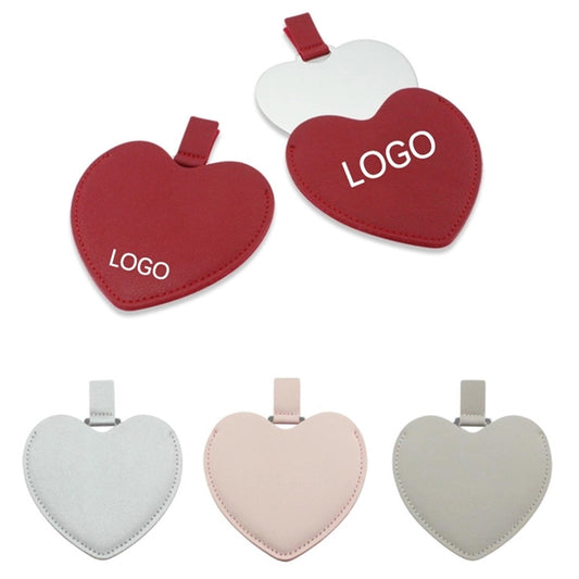 MOQ 50pcs Heart Shape cosmetic mirror with PU case