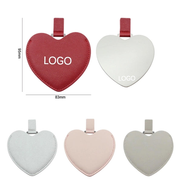 MOQ 50pcs Heart Shape cosmetic mirror with PU case
