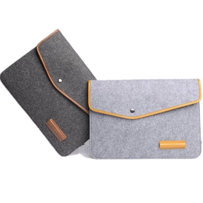 Felt Laptop Sleeve w/ Leather Rim Flip Top & Button Closure