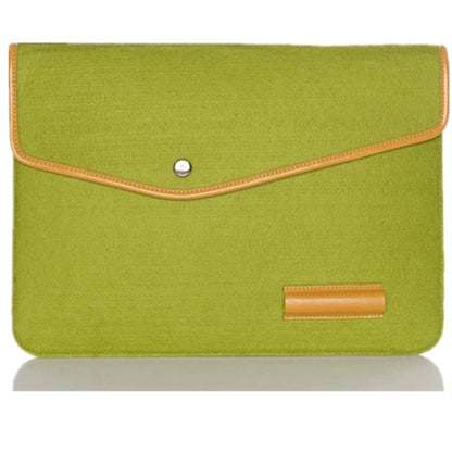 Felt Laptop Sleeve w/ Leather Rim Flip Top & Button Closure