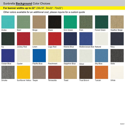 54" x 22" Custom SunbrellaAvenue Banner-3 Color Imprint