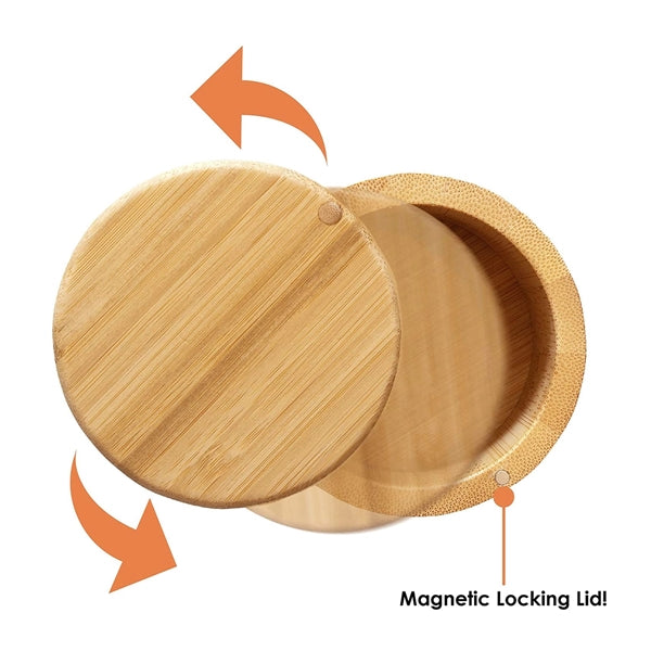 Bamboo Salt Box with Magnetic Swivel Lid