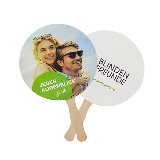 Two Sided Round Sandwiched Paper Hand Fan