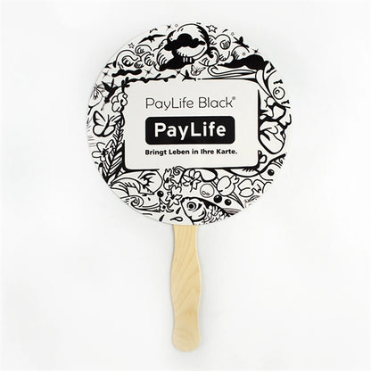 Two Sided Round Sandwiched Paper Hand Fan