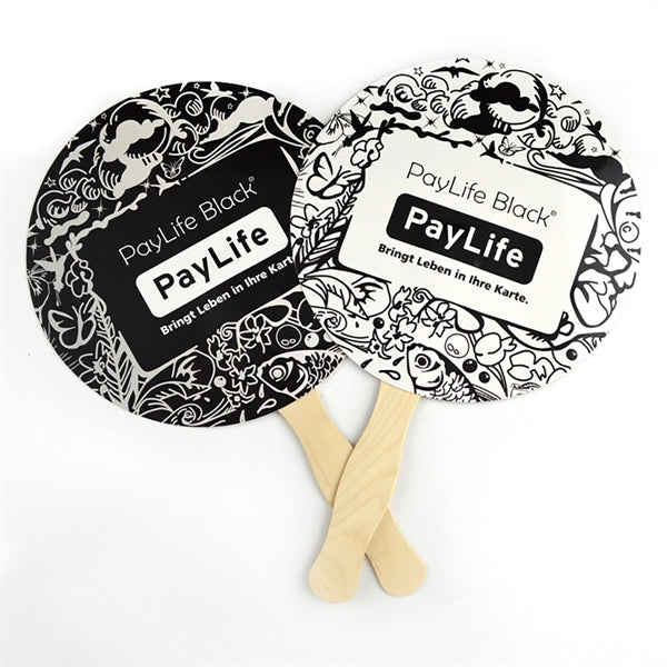 Two Sided Round Sandwiched Paper Hand Fan