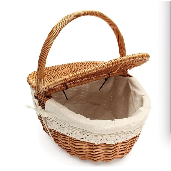 Wicker  Picnic Baskets Woven Willow Basket with Lid handle
