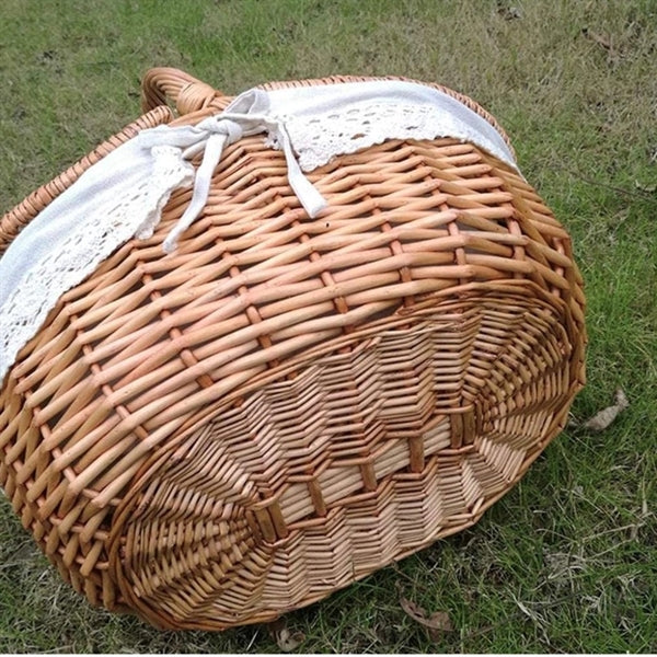 Wicker  Picnic Baskets Woven Willow Basket with Lid handle