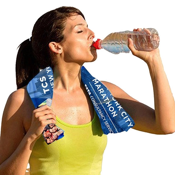 Full Color Sublimation Recycled RPET Cooling Towel - 12" W x