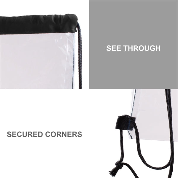 Vinyl Clear Waterproof Stadium Drawstring Gym&Sport Backpack
