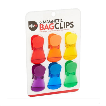 Magnetic Bag Clips for Kitchen 6 Assorted Colors