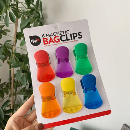Magnetic Bag Clips for Kitchen 6 Assorted Colors