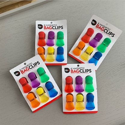 Magnetic Bag Clips for Kitchen 6 Assorted Colors