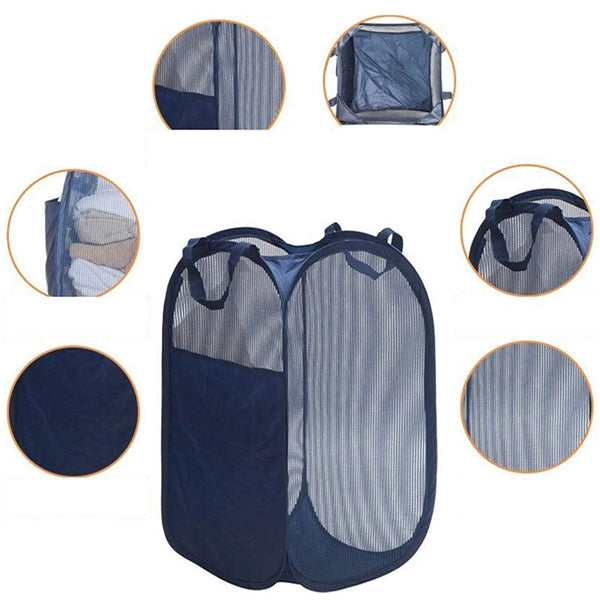 Foldable Mesh Laundry Basket with Handles