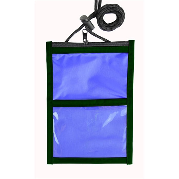 Two Tone Neck wallet pouch w/ front zipper & printed Lanyard