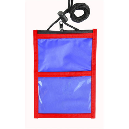 Two Tone Neck wallet pouch w/ front zipper & printed Lanyard
