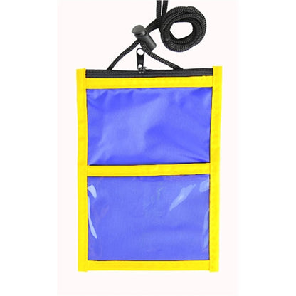 Two Tone Neck wallet pouch w/ front zipper & printed Lanyard