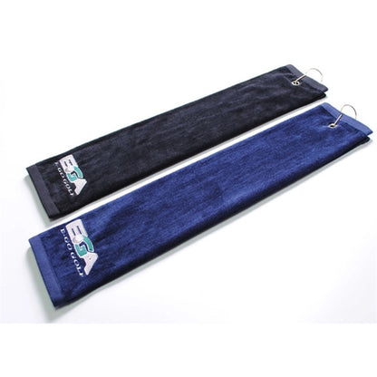 450G 100% Cotton Embroidered Golf Towel w/ Carabiner 15.5 "
