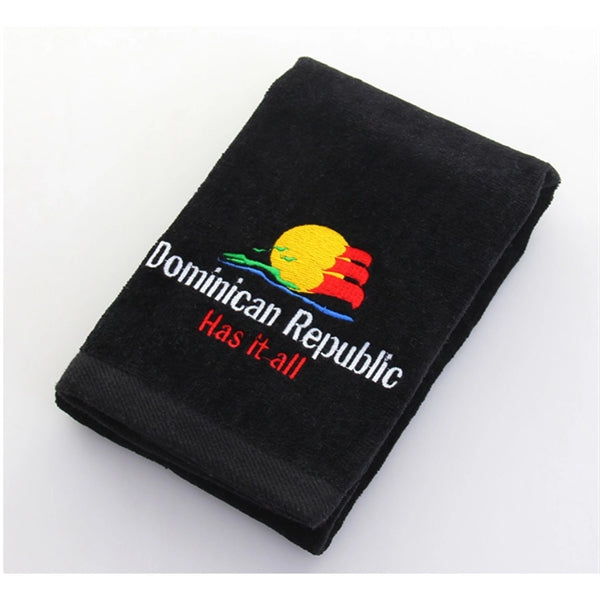 450G 100% Cotton Embroidered Golf Towel w/ Carabiner 15.5 "