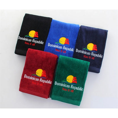 450G 100% Cotton Embroidered Golf Towel w/ Carabiner 15.5 "