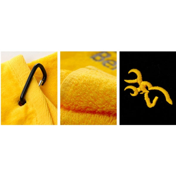 450G 100% Cotton Embroidered Golf Towel w/ Carabiner 15.5 "