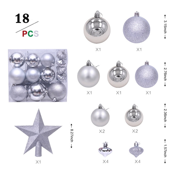 Christmas Ornaments Plating Ball Tree Top Star 18pcs