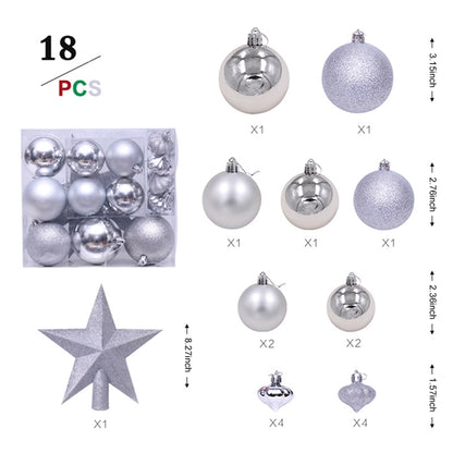 Christmas Ornaments Plating Ball Tree Top Star 18pcs