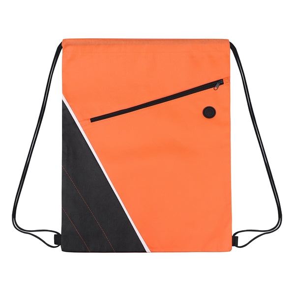 Non-woven Two Tone Drawstring Bag w/Front Pocket