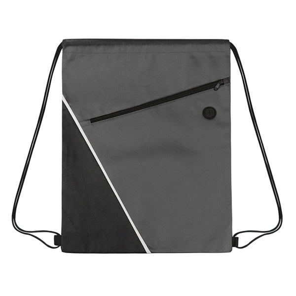 Non-woven Two Tone Drawstring Bag w/Front Pocket