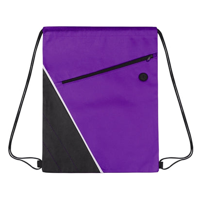Non-woven Two Tone Drawstring Bag w/Front Pocket