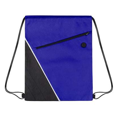 Non-woven Two Tone Drawstring Bag w/Front Pocket
