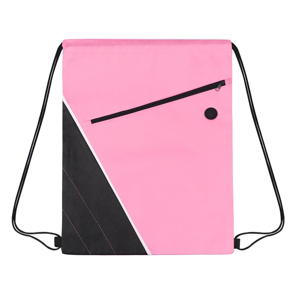 Non-woven Two Tone Drawstring Bag w/Front Pocket