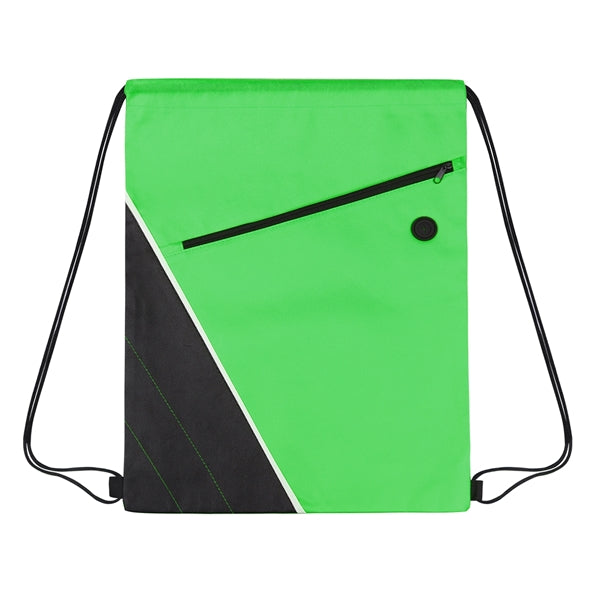 Non-woven Two Tone Drawstring Bag w/Front Pocket