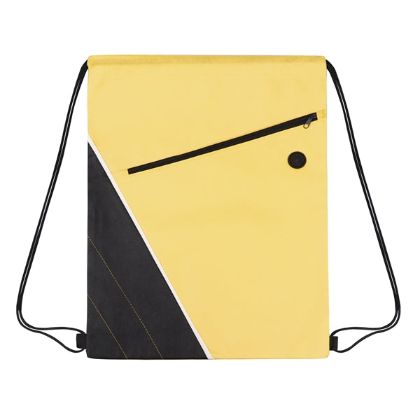 Non-woven Two Tone Drawstring Bag w/Front Pocket