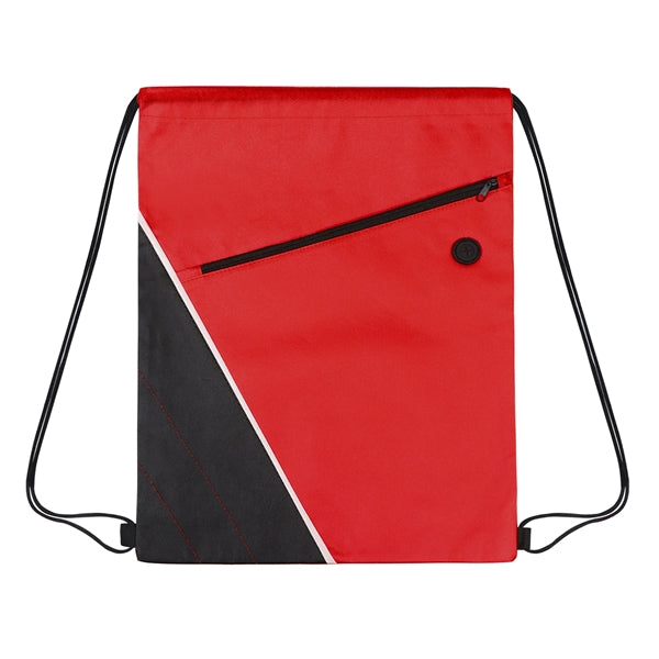 Non-woven Two Tone Drawstring Bag w/Front Pocket