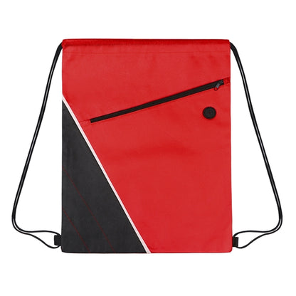 Non-woven Two Tone Drawstring Bag w/Front Pocket